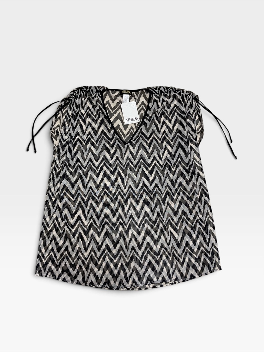 Brand New-Athena Black and White Chevron Swim Cover-Up